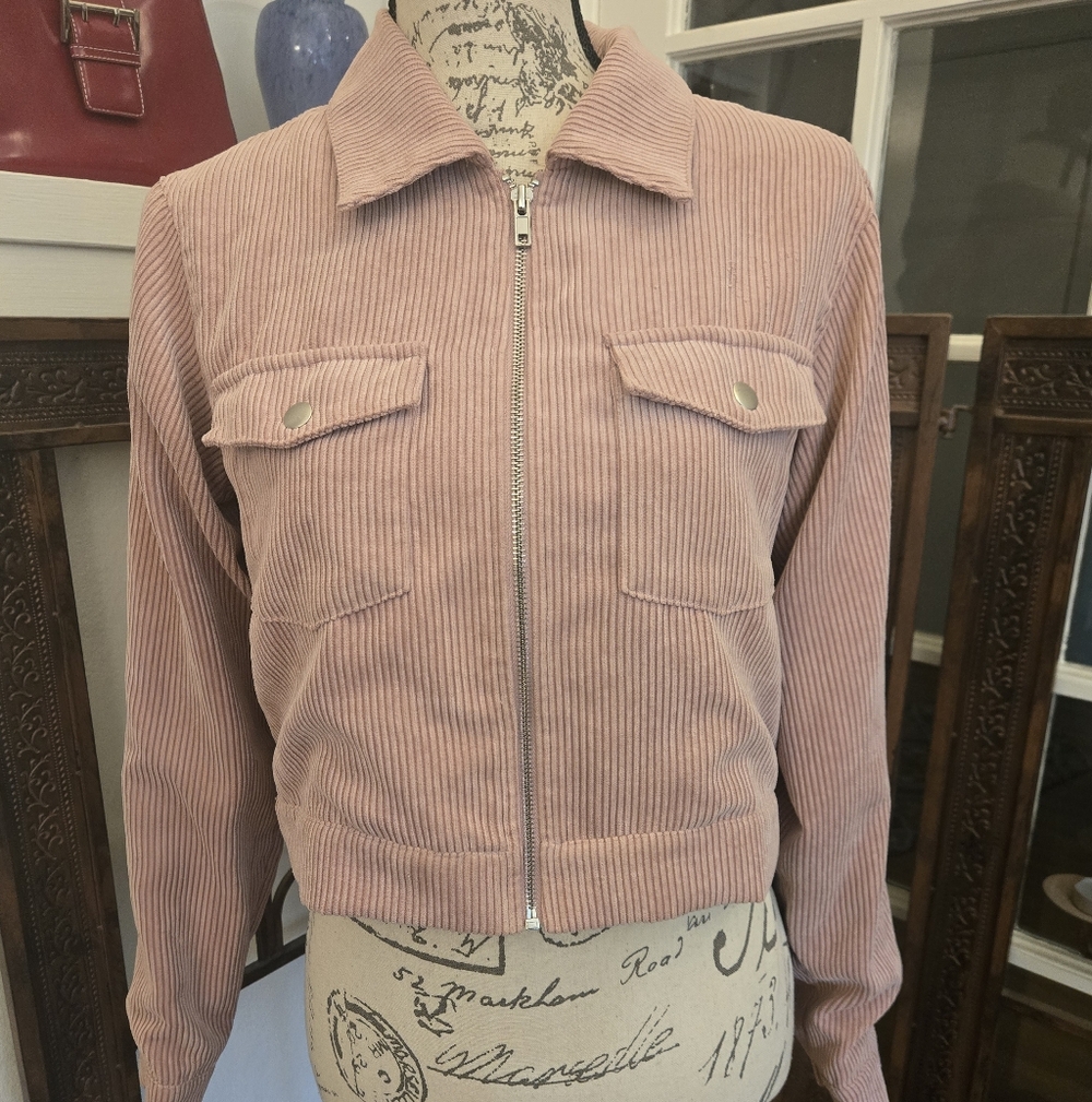 Dusty Rose Wild Honey Corduroy Cropped Jacket, Sz S